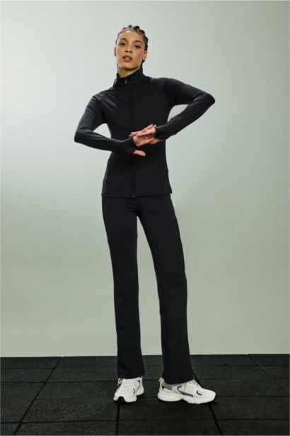 Slim Fit High Neck Zip-Up Sweatshirt