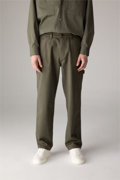 Straight Fit Regular Hem Gabardine Trousers