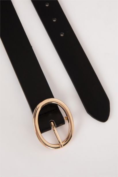 Kadın Oval Toka Suni Deri Jean Kemeri