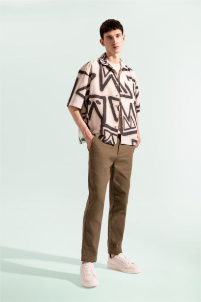 Regular Fit Regular Hem Cotton Trousers