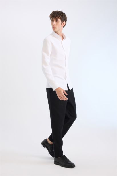 Regular Fit Linen Look Cotton Jogger Summer Trousers