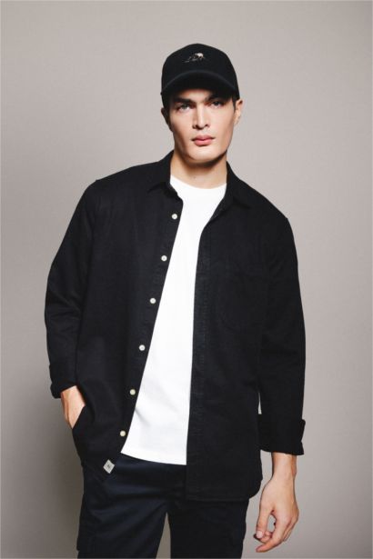 Regular Fit Polo Collar Cotton Shirt