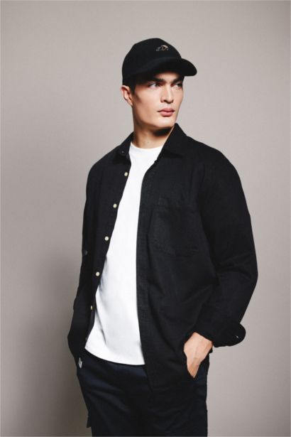 Regular Fit Polo Collar Cotton Shirt