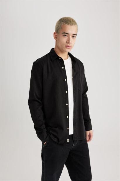 Regular Fit Polo Collar Cotton Shirt