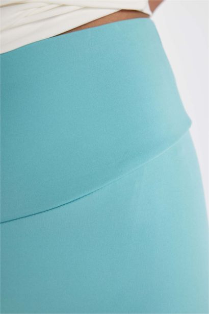 Yüksek Bel Beli Saran Esnek Basıc Sporcu Tayt