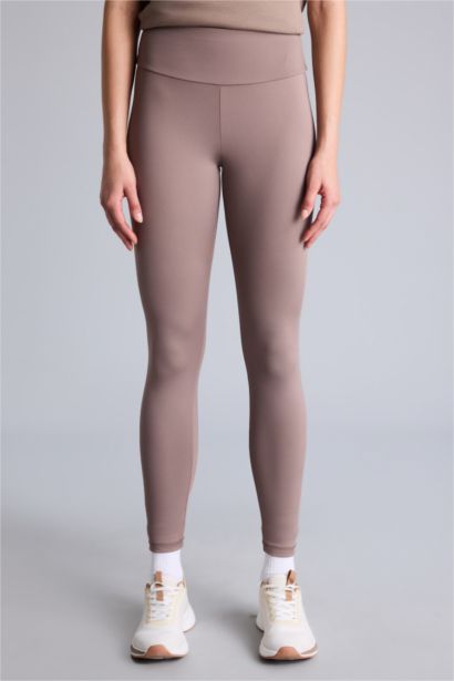 Slogan Baskılı Beli Saran Sporcu Tayt