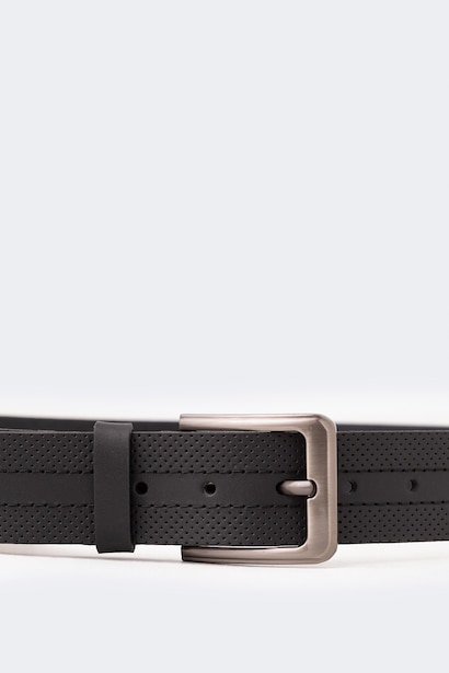 Man Rectangle Clasp Leather Jean Belt