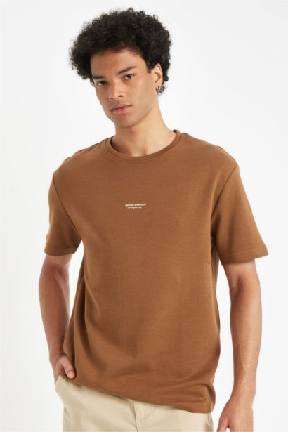 Regular Fit Crew Neck Printed Short Sleeve T-Shirt