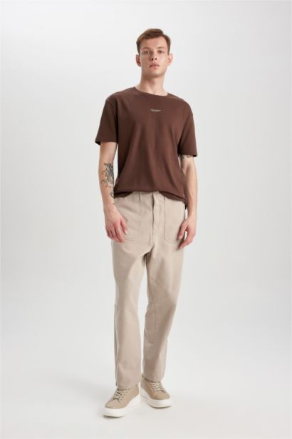 Regular Fit Crew Neck Printed Short Sleeve Heavy Fabric T-Shirt