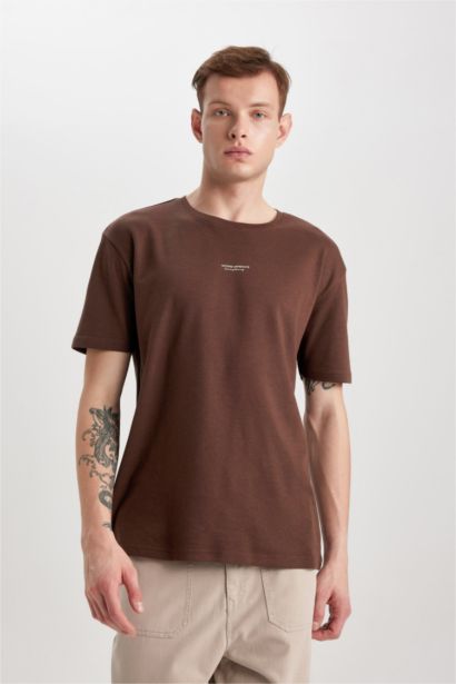 Regular Fit Crew Neck Printed Short Sleeve Heavy Fabric T-Shirt