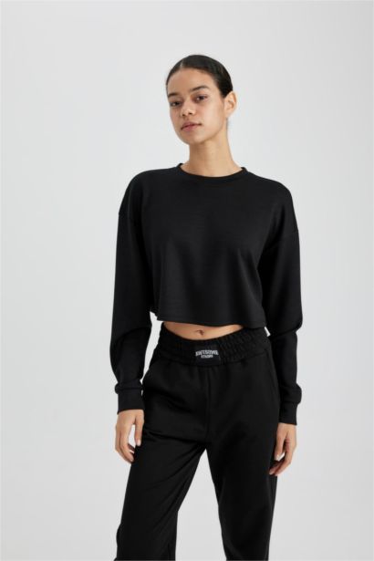 DeFactoFit Crew Neck Sports Crop Sweatshirt