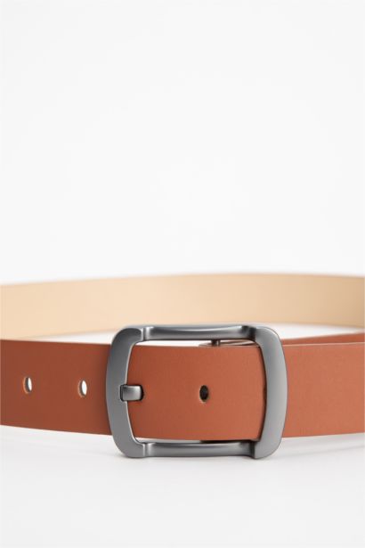 Erkek Dikdörtgen Toka Suni Deri Jean Kemeri