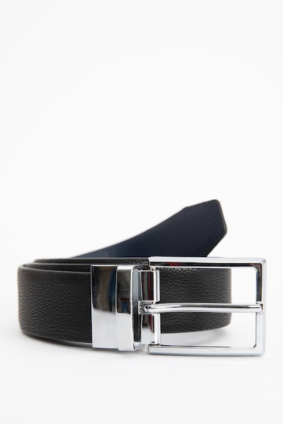 Man Rectangle Clasp Faux Leather