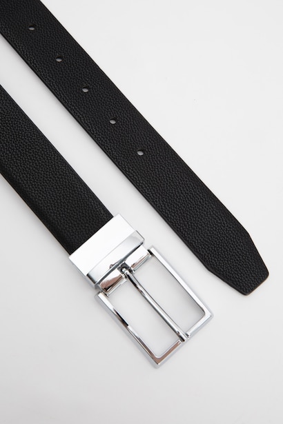Man Rectangle Clasp Faux Leather