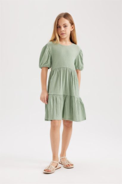 Қыздарға қысқа жеңді Трикотаж көйлек