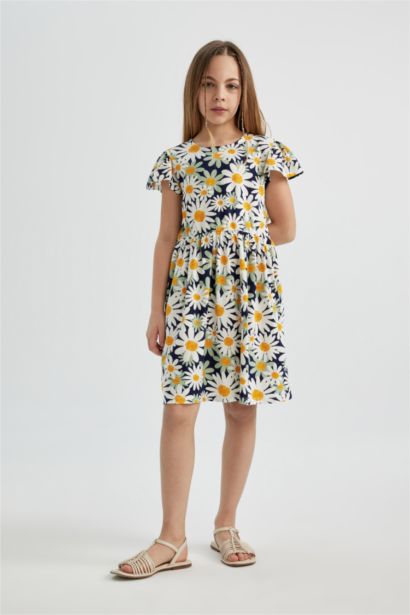 فستان بناتي قصة عادية فلورال