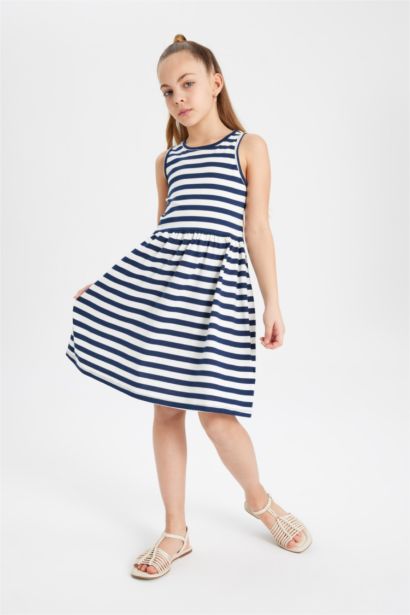 Robe sans Manches Rayée pour Fille