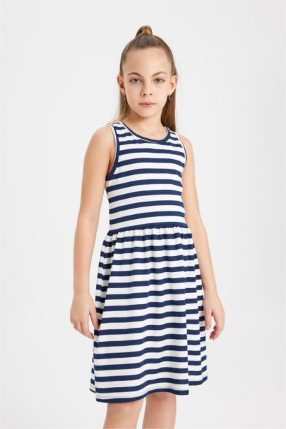 Robe sans Manches Rayée pour Fille