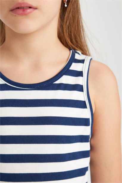 Robe sans Manches Rayée pour Fille