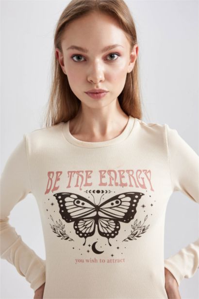 Slim Fit Crew Neck Camisole Long Sleeve T-Shirt