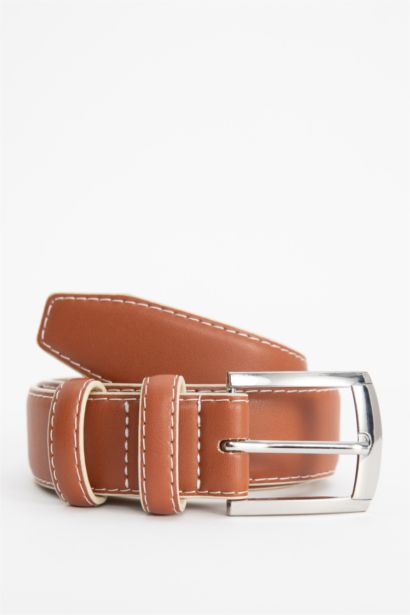 Man Rectangle Clasp Faux Leather