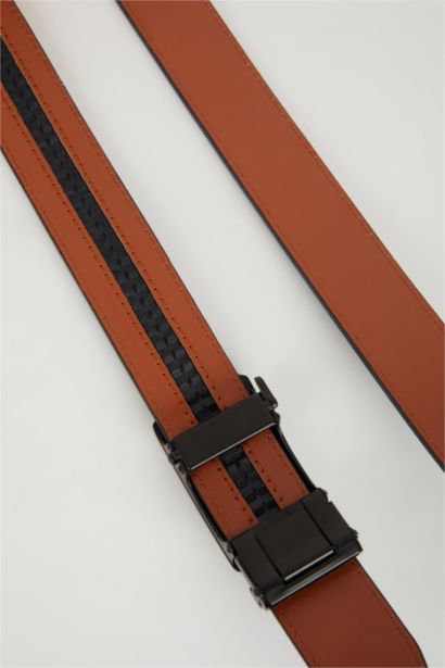 Ерлерге арналған тікбұрышты тоғалы жасанды былғары джинс белдігі