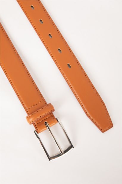 Erkek Dikdörtgen Toka Suni Deri Günlük Kemer