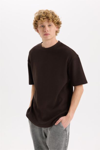 Boxy Fit Crew Neck Short Sleeve Basic T-Shirt