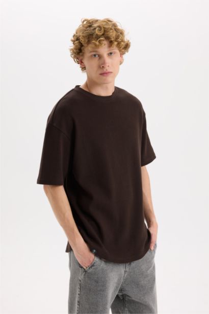 Boxy Fit Crew Neck Short Sleeve Basic T-Shirt
