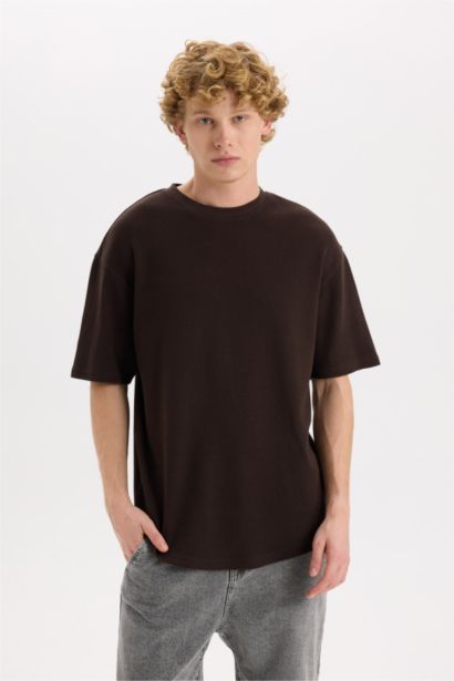 Boxy Fit Crew Neck Short Sleeve Basic T-Shirt