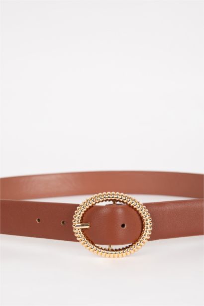 Kadın Oval Toka Suni Deri Jean Kemeri