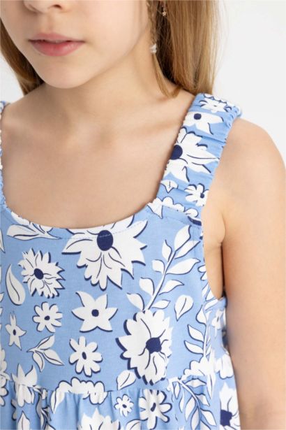 Girl Patterned Cotton Sleeveless Dress