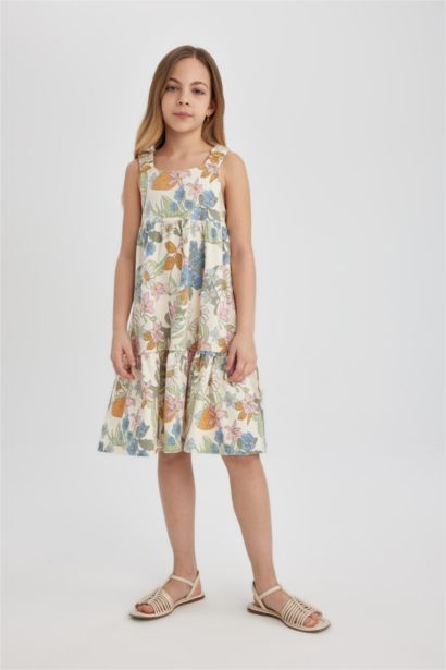 فستان بناتي بدون كم قصة عادية