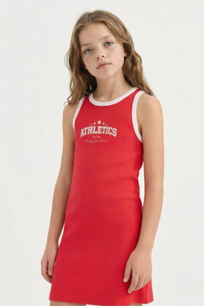 Baskılı Fitilli Kaşkorse Kolsuz Yazlık Elbise Kız Çocuk