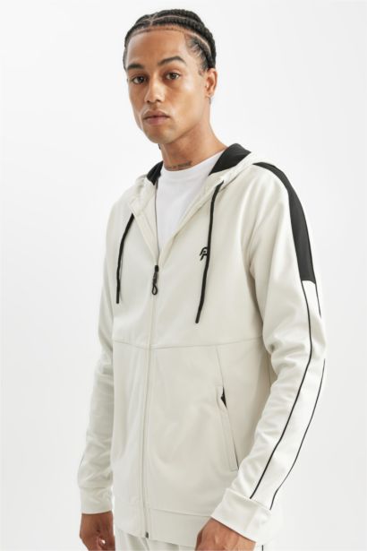 DeFactoFit Standard Fit Scuba Fabric Hooded Zipper Sweatshirt