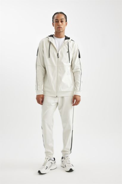 DeFactoFit Standard Fit Scuba Fabric Hooded Zipper Sweatshirt