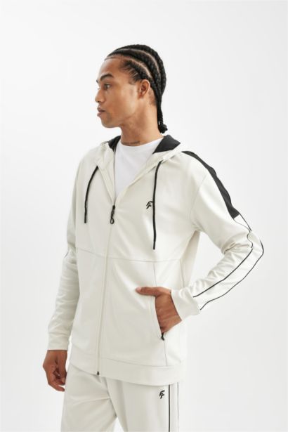 DeFactoFit Standard Fit Scuba Fabric Hooded Zipper Sweatshirt