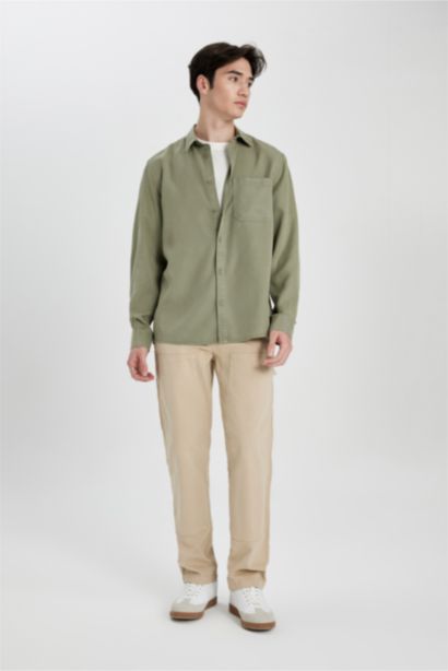 بنطلون وايد ليج برجل واسع وخصر عادي