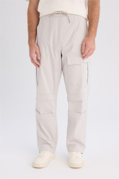 بنطلون كارجو وايد ليج برجل واسع بجيب