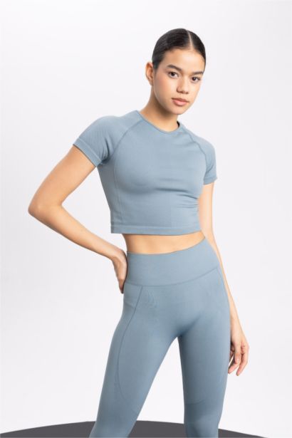 Crew Neck Sports Crop Top T-Shirt