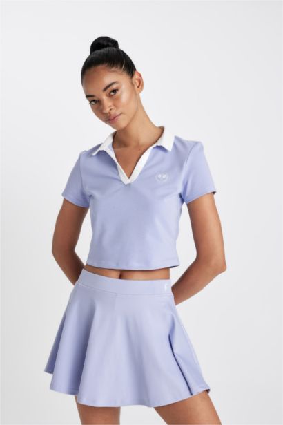 تيشيرت رياضي نص كم قصة عادية بياقة بولو من DeFactoFit