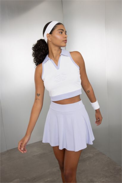Crop Polo Yaka Sporcu Atlet