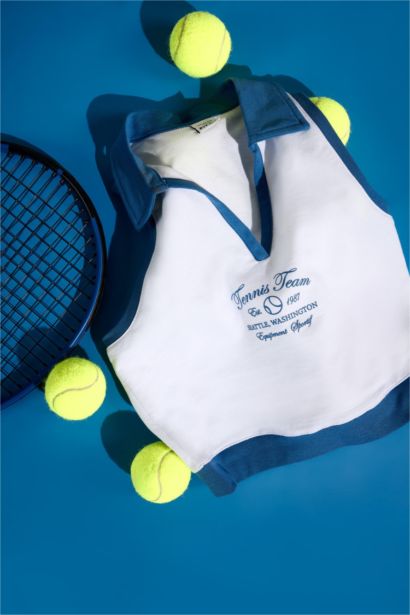 تيشيرت كروب توب رياضي بياقة بولو من DeFactoFit