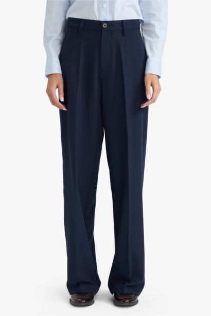 Straight Fit жоғары белді стандартты ұзындықтағы шалбар