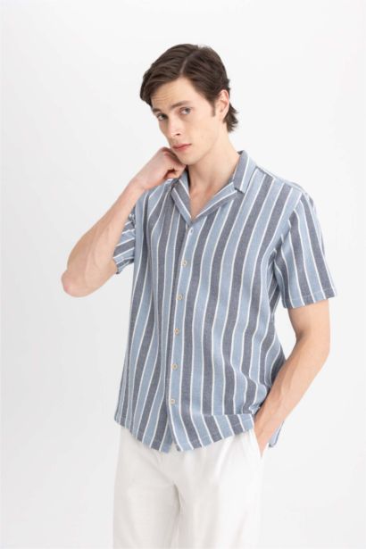 قميص قطن نص ردن قصة عادية بياخة عالية