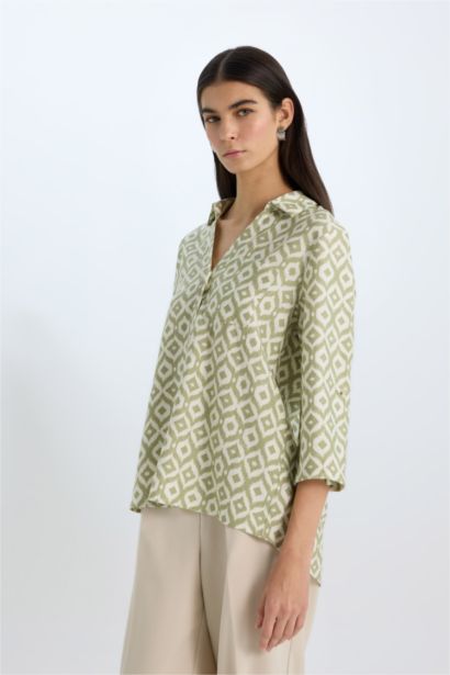 Regular Fit V-Neck Long Sleeve Shirt