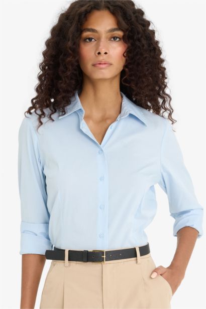 Chemise en bengalin à manches longues