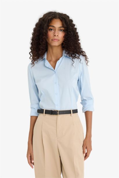 Chemise en bengalin à manches longues