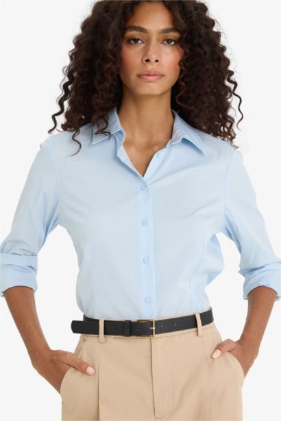 Chemise en bengalin à manches longues