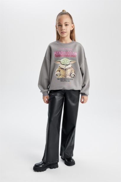 Girl Star Wars-Mandalorian Crew Neck Soft Fluffy Thick Sweatshirt